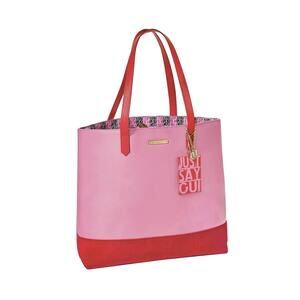 Juicy Couture Just Say OUI Tote Bag Pink Red Beach Carry On Gold Purse Charm